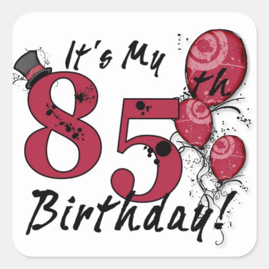 私の85歳の誕生日バルーンステッカーグランジだ スクエアシール (正面)