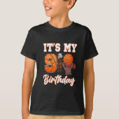 私の9歳の誕生日スケルルテーマパーティー 9歳 Tシャツ (正面)