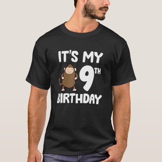 私の9誕生日かわいいモンキーサル猿第9誕生日 Tシャツ (正面)