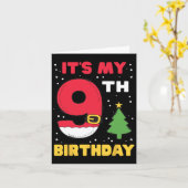 私の9誕生日クリスマス9歳のサンタB カード (黄色い花)