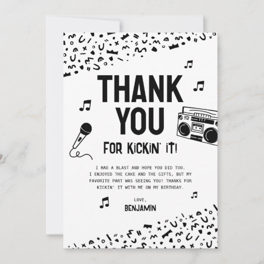 私の90代のヒップホップで蹴ってくれてありがとう サンキューカード (正面)