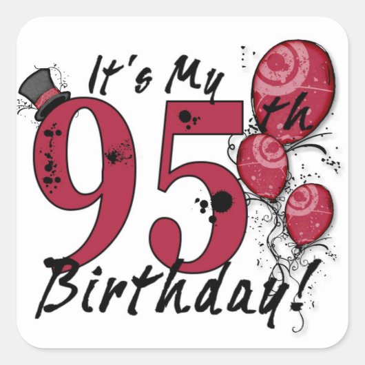 私の95歳の誕生日バルーンステッカーグランジだ スクエアシール (正面)
