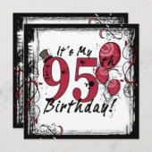 私の95歳の誕生日パーティーグランジ招待状 招待状 (正面/裏面)