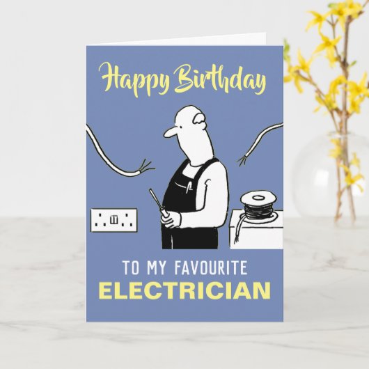 私の、または私の電気技師のハッピーバースデーに カード (黄色い花)