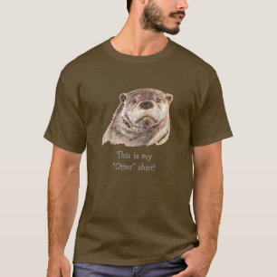 私の"カワウソ"のワイシャツ、水彩画動物自然に調子を合わせて下さい Tシャツ