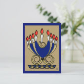 私の「ノラ(元のハヌカーの(ユダヤ教)メノラーのデザイン) シーズンポストカード (スタンド正面)