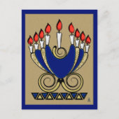 私の「ノラ(元のハヌカーの（ユダヤ教）メノラーのデザイン) シーズンポストカード (正面)