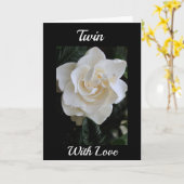 私の「双子」のカードに白い誕生日バラ カード (黄色い花)