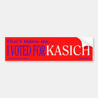 "私の、私投票しましたKasichのために"の豊富なstickr責任にしないで下さい バンパーステッカー