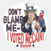 私の、私投票しましたMcCainのギアを責任にしないで下さい ラウンドシール (正面)