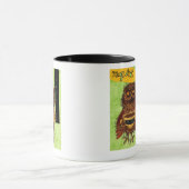 私の#Coffeeが私に言う何を-フクロウの顔写真 マグカップ (中央)