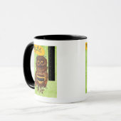 私の#Coffeeが私に言う何を-フクロウの顔写真 マグカップ (正面左)