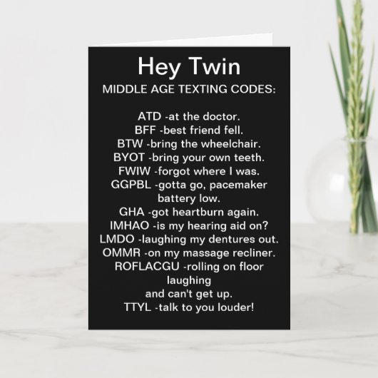 私の*SIS*中年のメールや文字を打つ誕生日カードへ カード (正面)