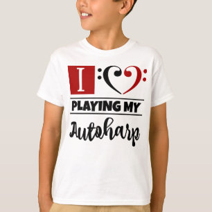 私のAutoharpを遊ぶヘ音記号のハートI愛 Tシャツ