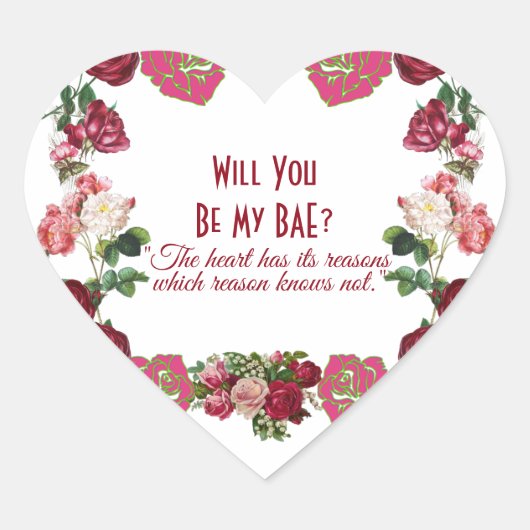 私のBAEになってくれる? ラスティックローズ ヴィンテージ バレンタイン ハートシール (正面)