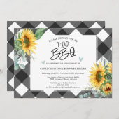 私のBBQひまわりバフアロープレイド婚約パーティー 招待状 (正面/裏面)