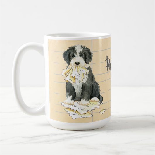私のBeardieは私の宿題を食べました コーヒーマグカップ (左)