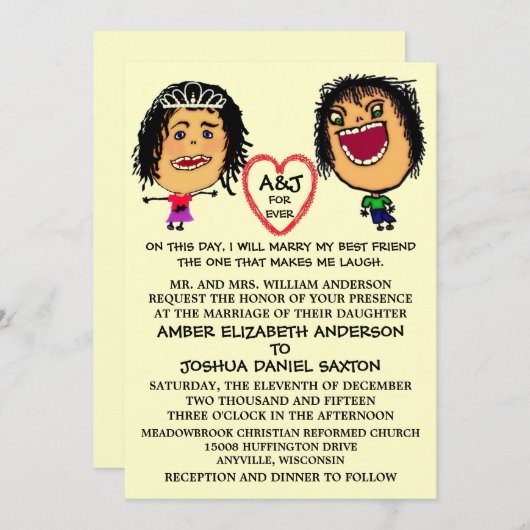 私のBFF結婚式の招待を結婚する 招待状 (正面/裏面)