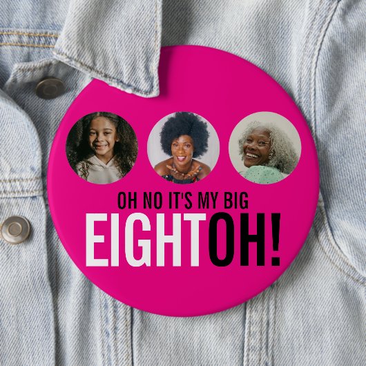 私のBIG EIGHTOHだなんて！80枚の写真のピンクボタン 缶バッジ (インサイチュ)