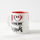 私のBouzoukiを遊ぶヘ音記号のハートI愛 ツートーンマグカップ (正面左)