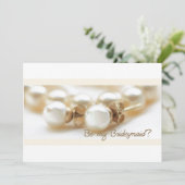 私のbridesmaid – ベージュの真珠のイヤリング 招待状 (スタンド正面)