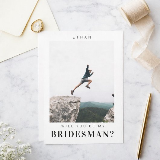 私のBridesman Minimalistの写真にモダンなる 招待状