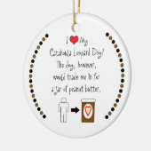 私のCatahoulaのヒョウ犬はピーナッツバターを愛します セラミックオーナメント (左)