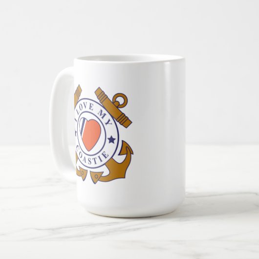 私のCoastieによって交差させるいかりのマグを愛して下さい コーヒーマグカップ (正面左)