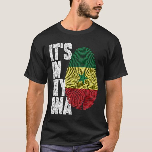 私のDNAにはセネガルへの誇り セネガル国旗 Tシャツ (正面)