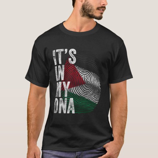 私のDNAにはパレスチナの旗 パレスチナ人 Tシャツ (正面)