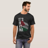 私のDNAにはパレスチナの旗 パレスチナ人 Tシャツ (正面フル)