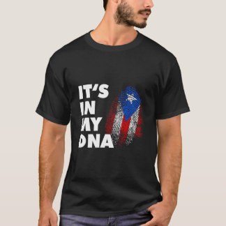 私のDNAにはプエルトリコの指紋 ボリクア フラッグ Tシャツ
