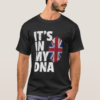私のDNAには英国の旗 イングランド UK ブリテン ユニ Tシャツ