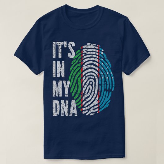私のDNAにウズベキスタン ウズベキスタンの旗 Tシャツ (デザイン正面)