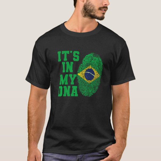 私のDNAにブラジル国旗をカットヴィンテージブラジル Tシャツ (正面)