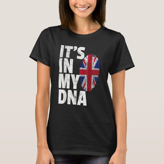 私のDNAに英国の旗 イングランド イギリス Tシャツ (正面)
