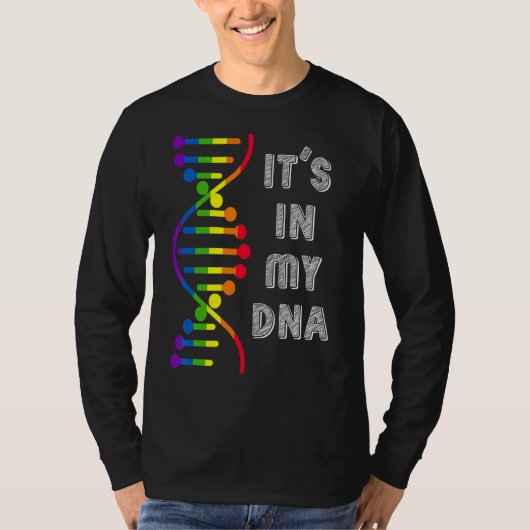 私のDnaにLgbtqレインボーフラッグ同性愛者ゲイプライドM Tシャツ (正面)