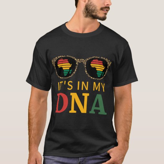 私のDNAアフリカヒョウ黒HistでJunetify Its Tシャツ (正面)