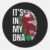 私のDnaウェールズ国旗のウェールズ指紋 ラウンドシール (正面)