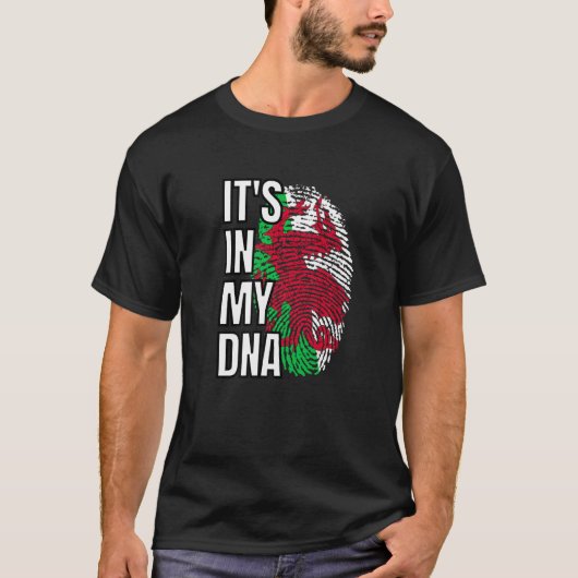 私のDnaウェールズ国旗のウェールズ指紋 Tシャツ (正面)