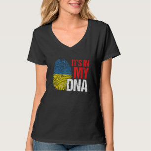 私のDNAウクライナ国旗の国の指紋パトリオ Tシャツ