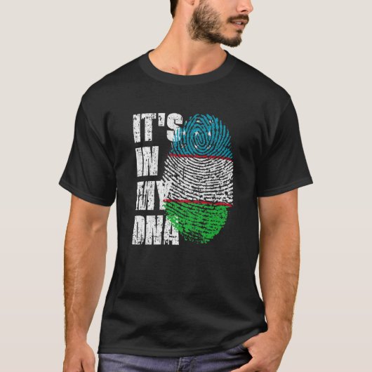 私のDNAウズベキスタン国旗の中にある Tシャツ (正面)
