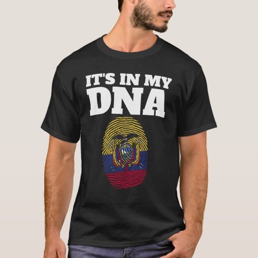私のDNAエクアドル国旗の指紋エクアドル Tシャツ (正面)