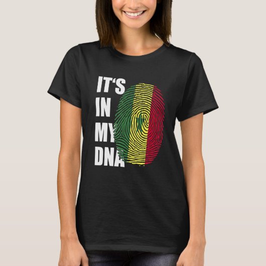 私のDNAセネガル国旗の指紋プライドセン Tシャツ (正面)