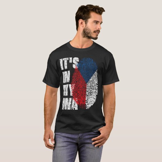 私のDNAチェコ国旗の男の子の女の子ギフトに入っている Tシャツ (正面フル)
