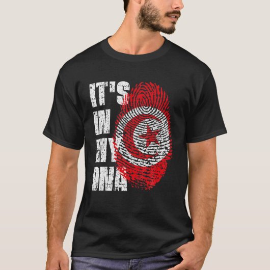 私のDNAチュニジア国旗チュニジアにある Tシャツ (正面)