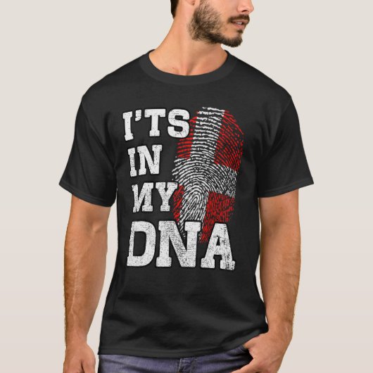 私のDNAデンマークの指紋デンマーク誇りを持ったのFl Tシャツ (正面)