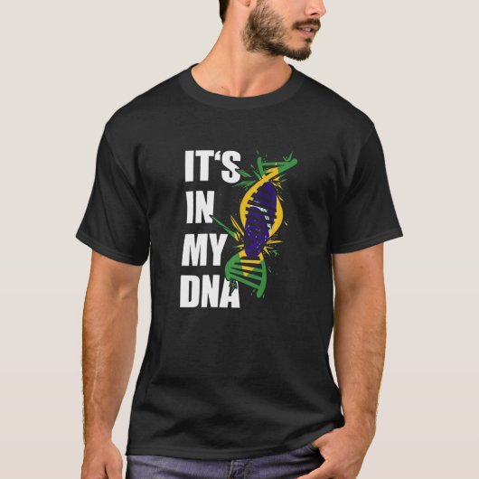 私のDNAブラジル根ブラジル国旗誇りを持ったH Tシャツ (正面)