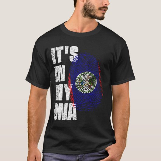 私のDNAベリーズ国旗の中にある Tシャツ (正面)