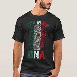 私のDNAメキシコのヒスパニック誇りを持ったメキシコ国旗に載っている Tシャツ